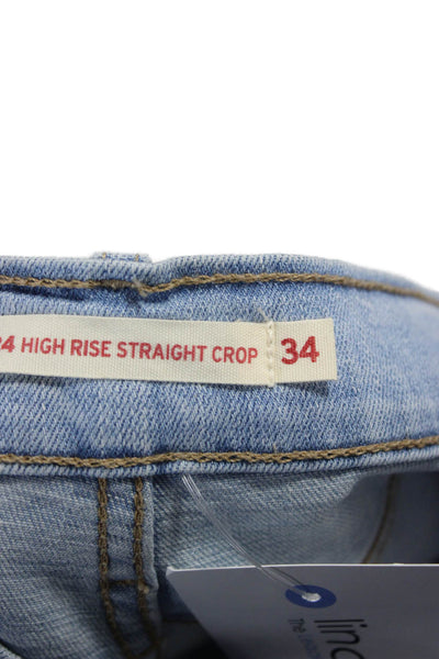 Levis Womens Cropped Mid Rise Blue Cotton Jeans Size 34