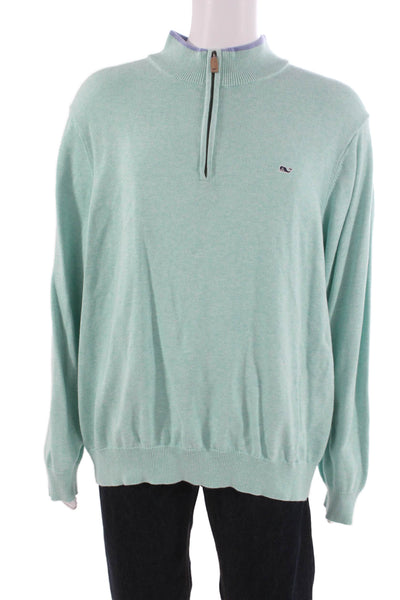 Vineyard Vines Men Pullover Mock Neck Cotton Green Long Sleeve Size 2XL