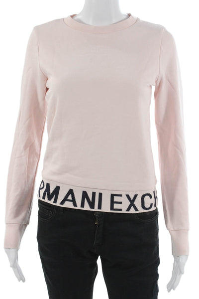 Armani Exchange Women Pink Pullover Cotton Long Sleeve Size XS