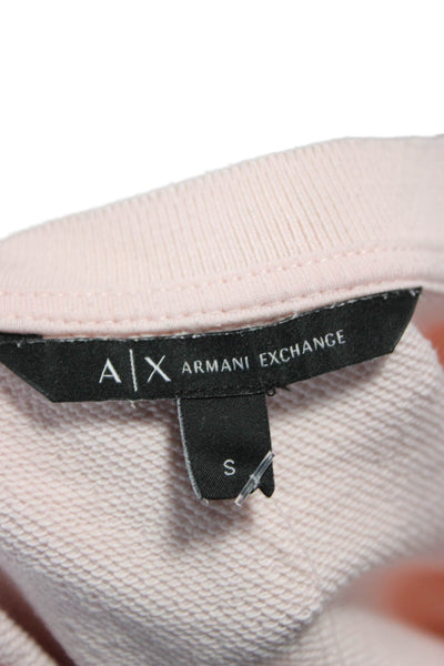 Armani Exchange Women Pink Cotton Pullover Sweatshirt Crew Neck Size S