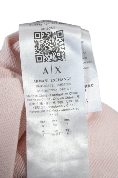 Armani Exchange Women Pink Cotton Pullover Sweatshirt Crew Neck Size S