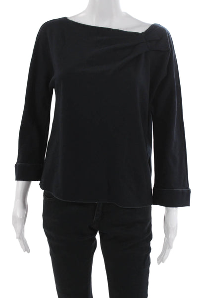 Emporio Armani Womens Basic Black Boat Neck 3/4 Sleeve Polyester Blouse Size 46