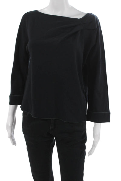 Emporio Armani Womens Basic Black Boat Neck 3/4 Sleeve Polyester Blouse Size 46