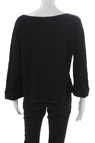 Emporio Armani Womens Basic Black Boat Neck 3/4 Sleeve Polyester Blouse Size 46