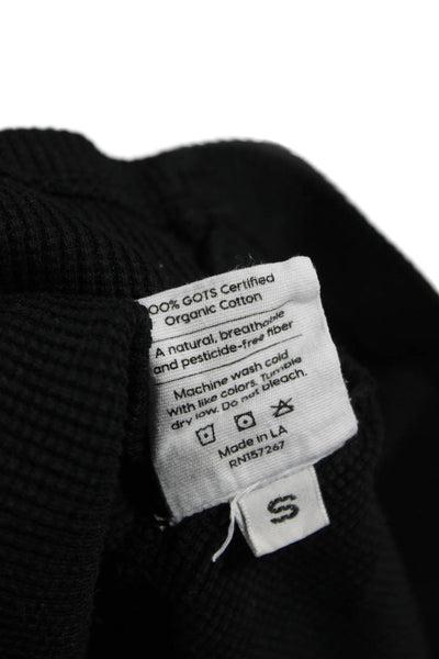 Mate Womens Cropped T-Shirt Black Round Neck Long Sleeve Organic Cotton Size S