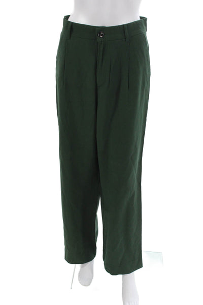 Zara Womens Green Dress Pants Viscose Button 30 Inseam Size S