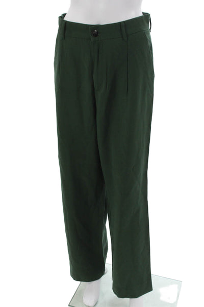 Zara Womens Green Dress Pants Viscose Button 30 Inseam Size S