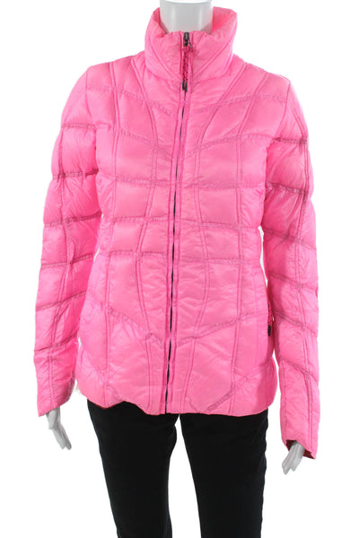 JSX Treme Womens Puffer Jacket Pink Nylon Zip Long Sleeve Solid Fall Size 2