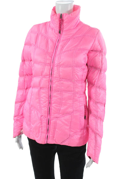JSX Treme Womens Puffer Jacket Pink Nylon Zip Long Sleeve Solid Fall Size 2