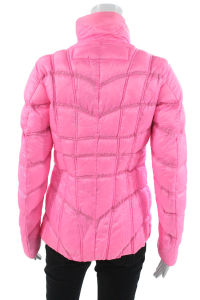JSX Treme Womens Puffer Jacket Pink Nylon Zip Long Sleeve Solid Fall Size 2