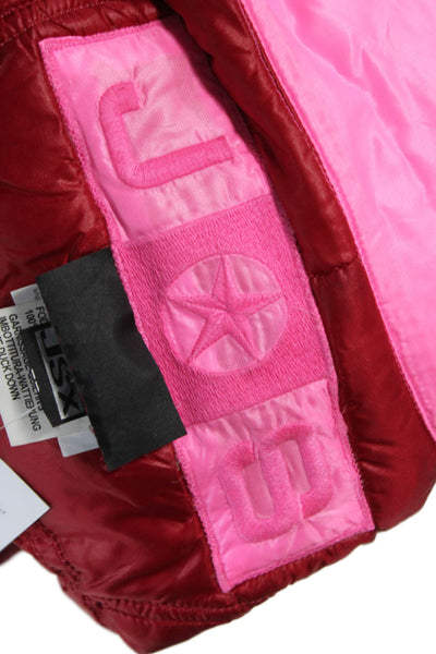 JSX Treme Womens Puffer Jacket Pink Nylon Zip Long Sleeve Solid Fall Size 2