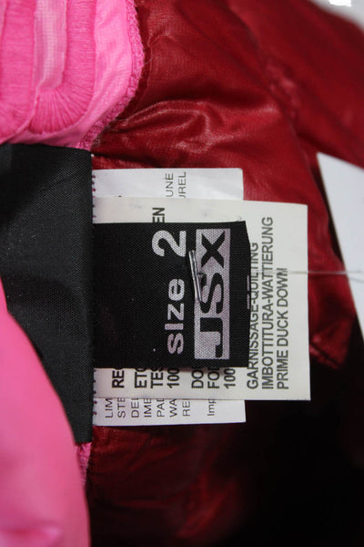 JSX Treme Womens Puffer Jacket Pink Nylon Zip Long Sleeve Solid Fall Size 2