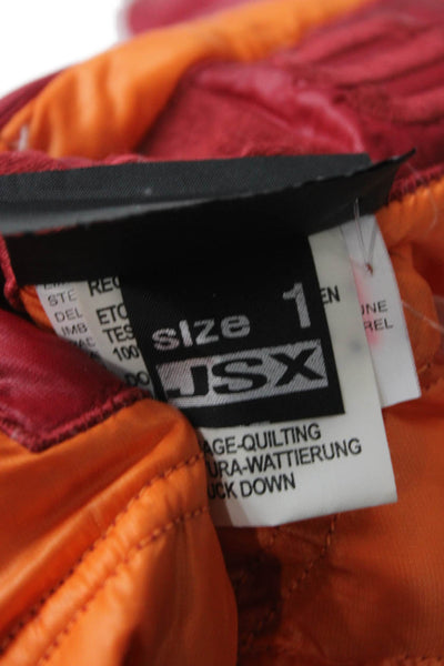 JSX Treme Women Puffer Jacket Red Nylon Zip Size 1