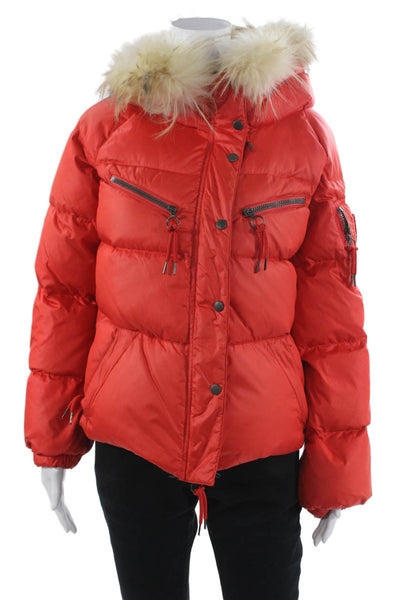 JSX Treme Women Puffer Jacket Red Nylon Snap Closure Size 0