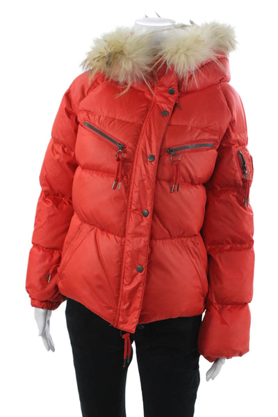 JSX Treme Women Puffer Jacket Red Nylon Snap Closure Size 0