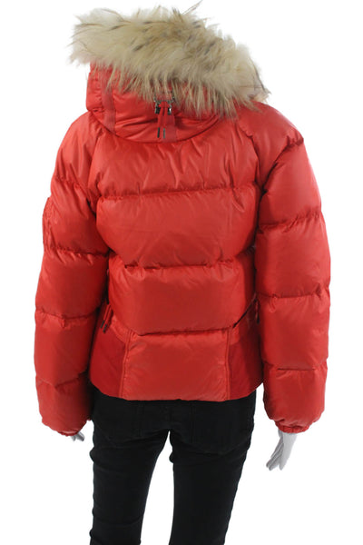 JSX Treme Women Puffer Jacket Red Nylon Snap Closure Size 0