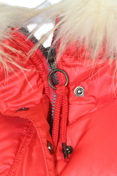 JSX Treme Women Puffer Jacket Red Nylon Snap Closure Size 0