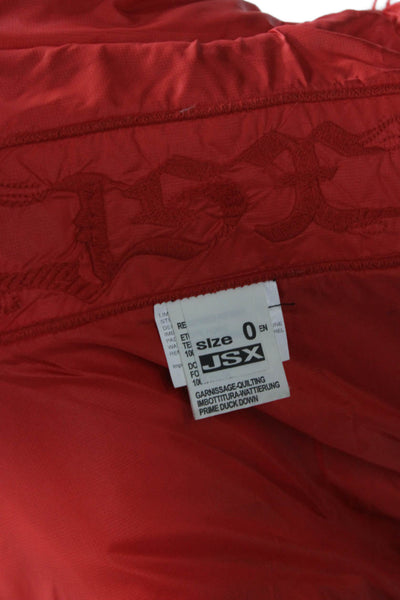 JSX Treme Women Puffer Jacket Red Nylon Snap Closure Size 0