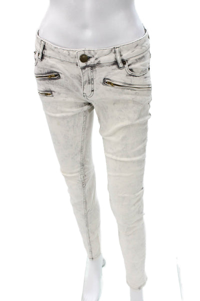 Maje Womens Skinny White Jeans Cotton Mid Rise Inseam 26in Size 28