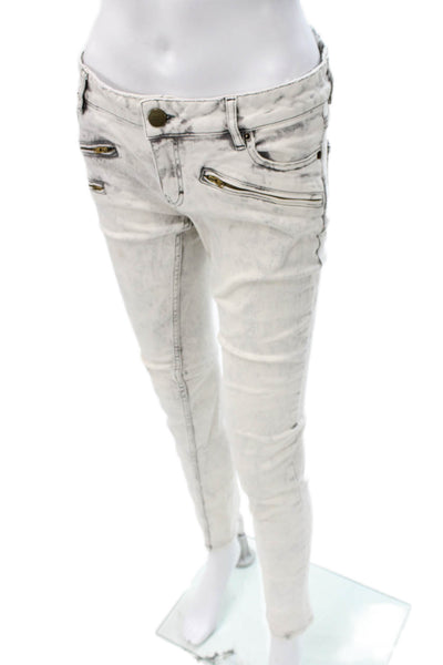 Maje Womens Skinny White Jeans Cotton Mid Rise Inseam 26in Size 28