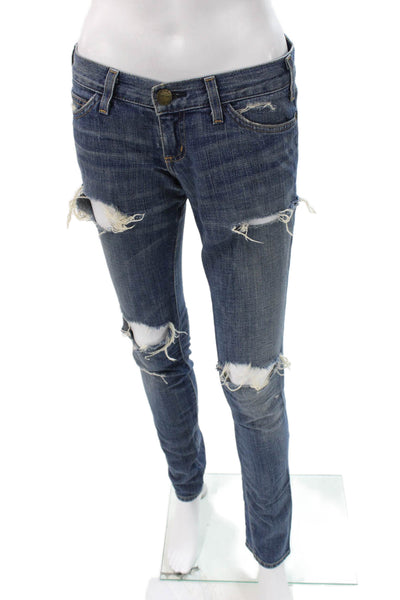 Current/Elliott Womens Skinny Jeans Blue Button Mid Rise Size 25