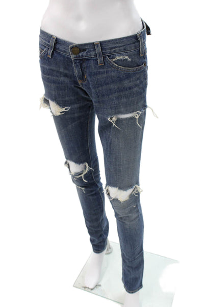 Current/Elliott Womens Skinny Jeans Blue Button Mid Rise Size 25