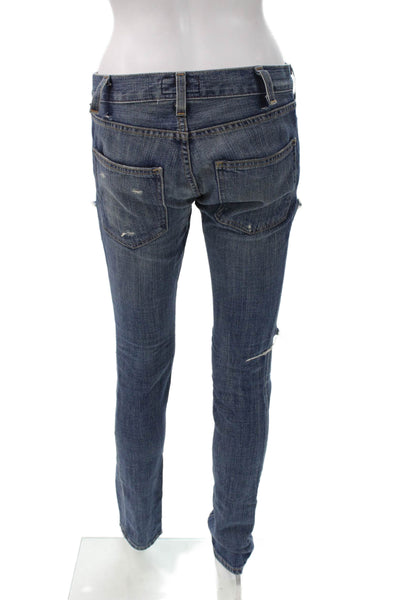 Current/Elliott Womens Skinny Jeans Blue Button Mid Rise Size 25