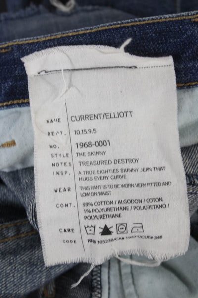 Current/Elliott Womens Skinny Jeans Blue Button Mid Rise Size 25