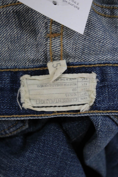 Current/Elliott Womens Skinny Jeans Blue Button Mid Rise Size 25