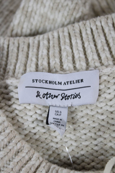 & Other Stories Womens Pullover Sweater Beige Cotton Long Sleeve Size S