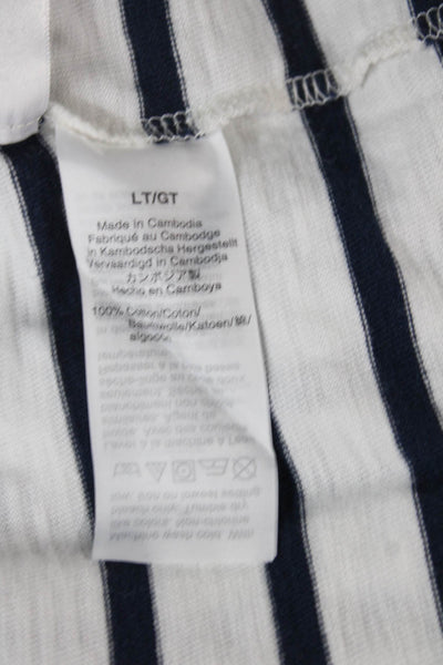 J Crew Womens Tunic T-Shirt Long Sleeve Striped Crew Neck White Size L Tall