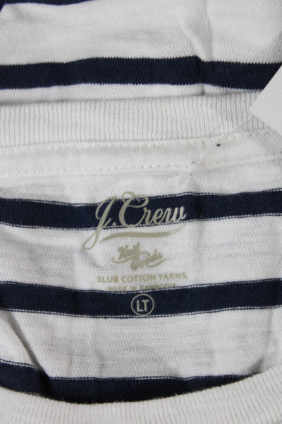 J Crew Womens Tunic T-Shirt Long Sleeve Striped Crew Neck White Size L Tall