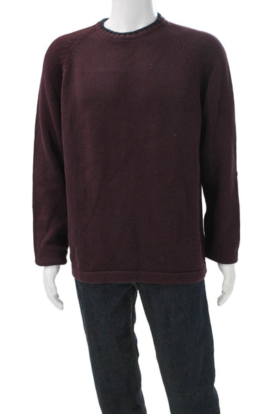 J Crew Mens Pullover Sweater Purple 100% Cotton Crewneck Long Sleeve Size L