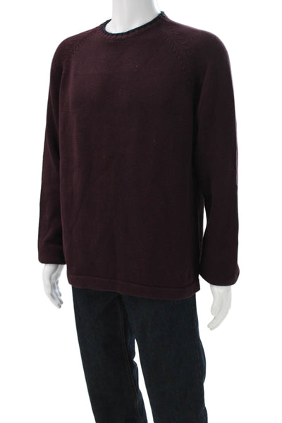 J Crew Mens Pullover Sweater Purple 100% Cotton Crewneck Long Sleeve Size L