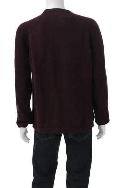 J Crew Mens Pullover Sweater Purple 100% Cotton Crewneck Long Sleeve Size L