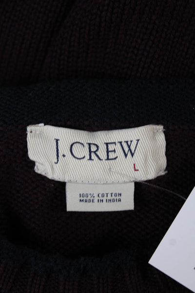 J Crew Mens Pullover Sweater Purple 100% Cotton Crewneck Long Sleeve Size L