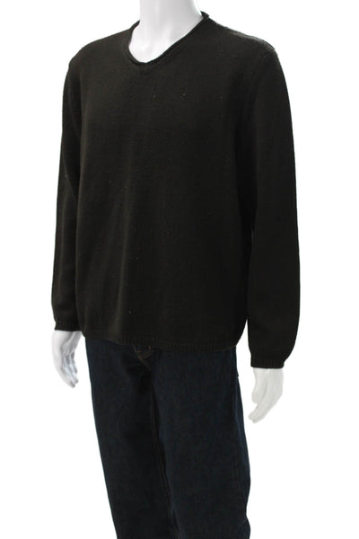 BOSS Mens Pullover V-Neck Sweater Black Acrylic Blend Long Sleeve Size L