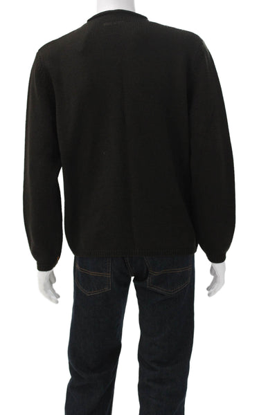 BOSS Mens Pullover V-Neck Sweater Black Acrylic Blend Long Sleeve Size L