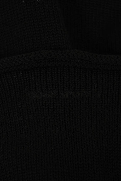 BOSS Mens Pullover V-Neck Sweater Black Acrylic Blend Long Sleeve Size L