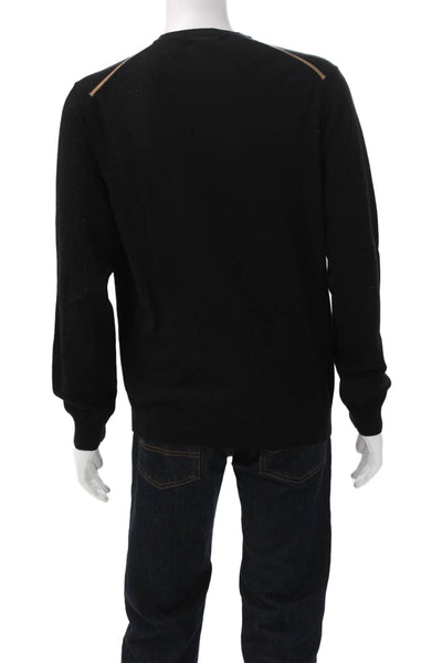 Club Monaco Mens Pullover Sweater Black Cashmere Cotton V Neck Size L