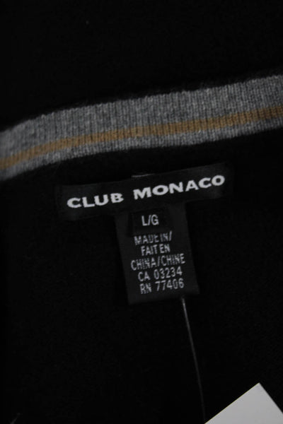 Club Monaco Mens Pullover Sweater Black Cashmere Cotton V Neck Size L