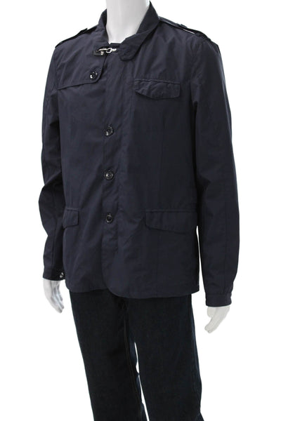 MNG Mens Military Jacket Blue 100% Polyester Button Size M