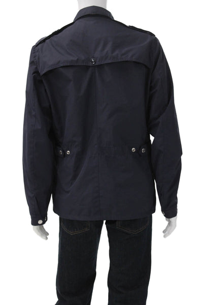 MNG Mens Military Jacket Blue 100% Polyester Button Size M