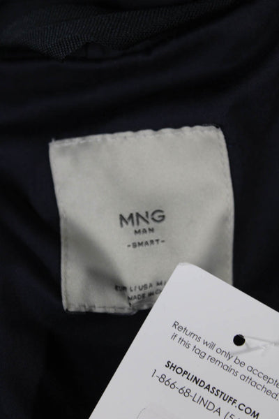 MNG Mens Military Jacket Blue 100% Polyester Button Size M