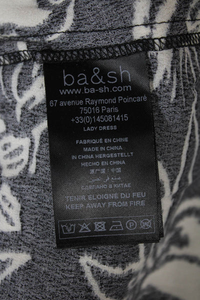 Ba&Sh Women Wrap Dress Black Floral V Neck Half Sleeve Viscose Size 0