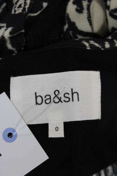 Ba&Sh Women Wrap Dress Black Floral V Neck Half Sleeve Viscose Size 0