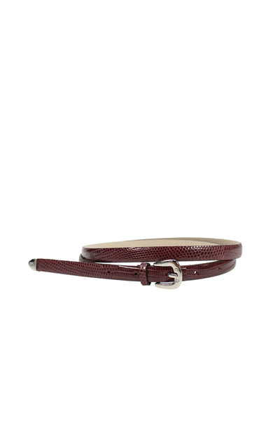 Tardini Womens Genuine Lizard 1/2 Inch Wide Belt Silver Tone Brown Size 36