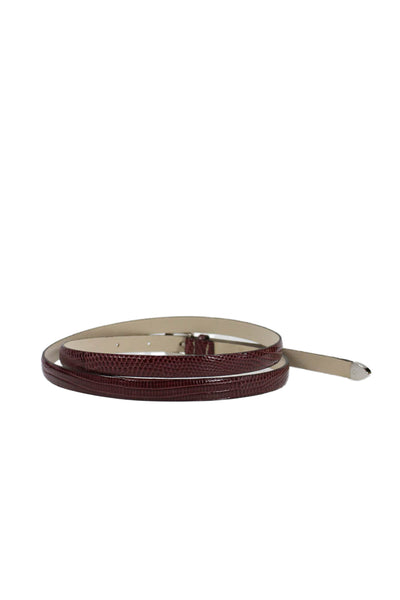Tardini Womens Genuine Lizard 1/2 Inch Wide Belt Silver Tone Brown Size 36