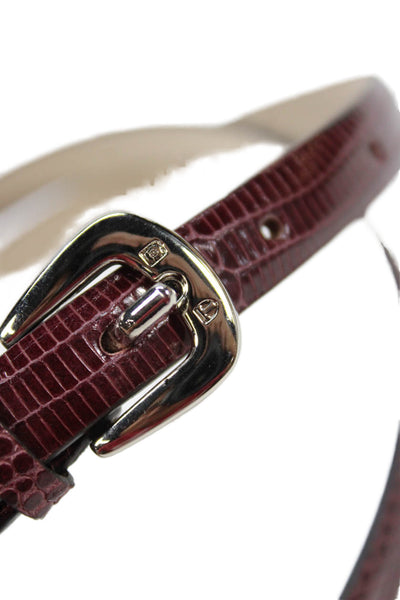 Tardini Womens Genuine Lizard 1/2 Inch Wide Belt Silver Tone Brown Size 36