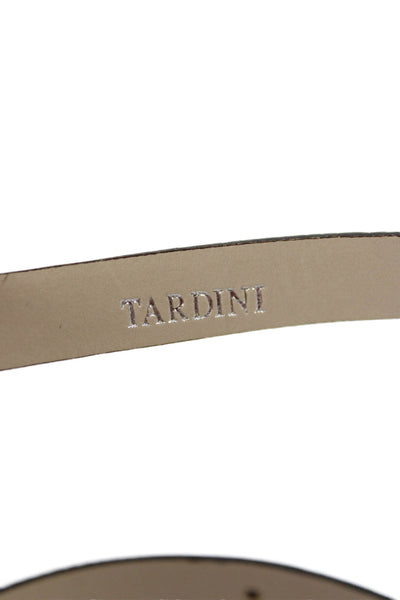 Tardini Womens Genuine Lizard 1/2 Inch Wide Belt Silver Tone Brown Size 36